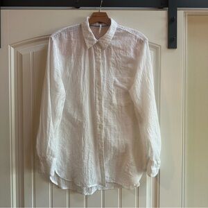 Free People Cotton Gauze Button Down Blouse Beach Cover Up?  White Medium